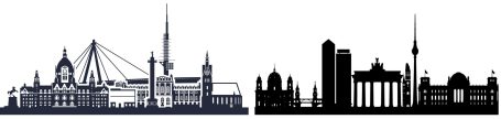 Stadtsilouetten von Hannover und Berlin